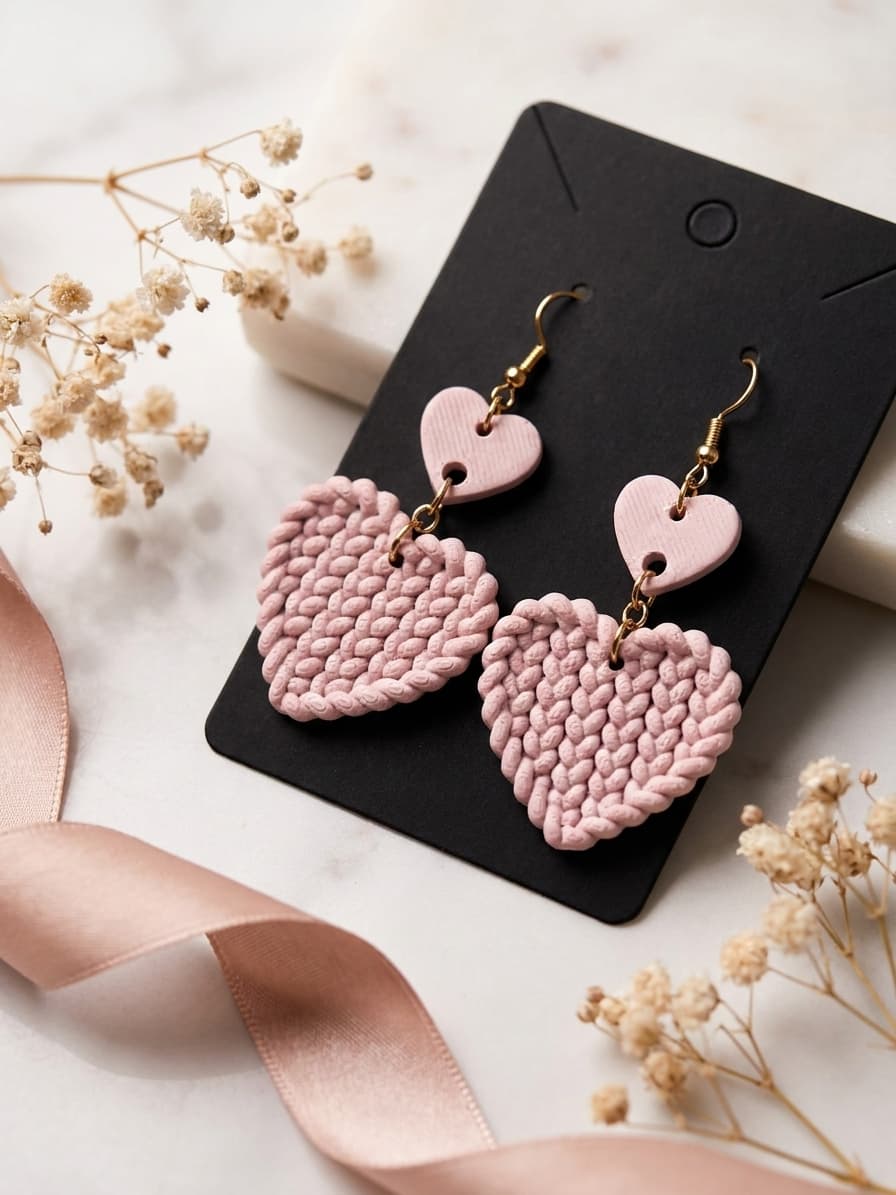 3D Printed Heart Earrings - Lightweight Love Statement
