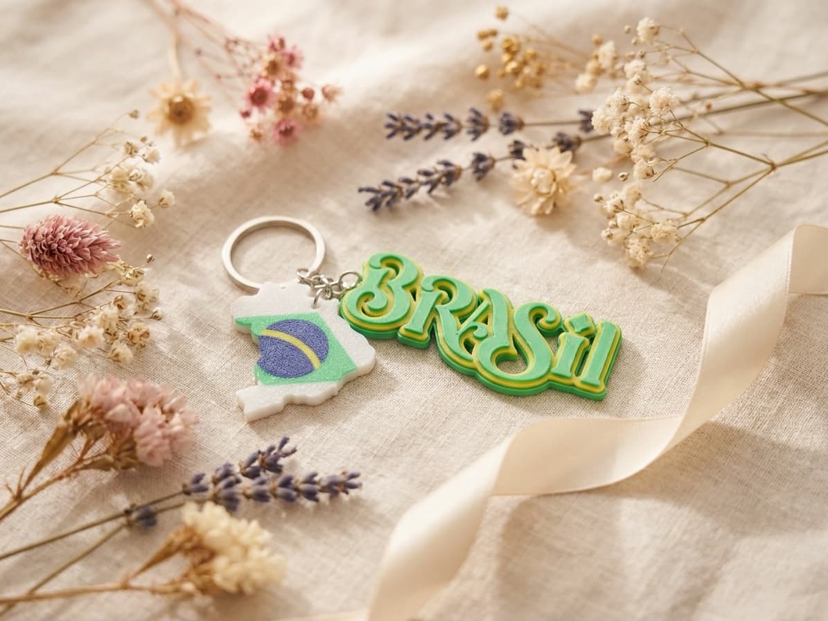 Brazil Flag 3D Printed Keychain