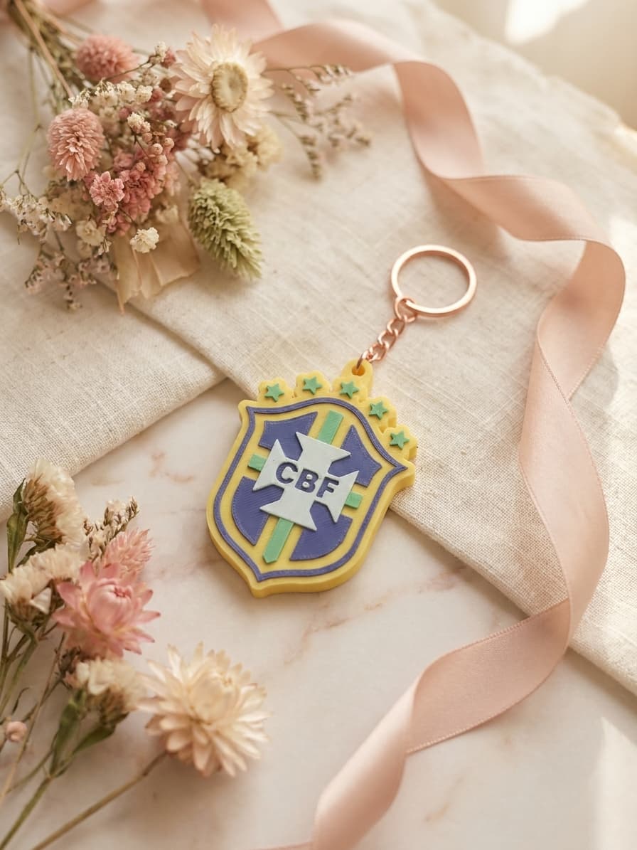 Brazil World Cup Soccer Keychain - 3D Printed Fan Collectible