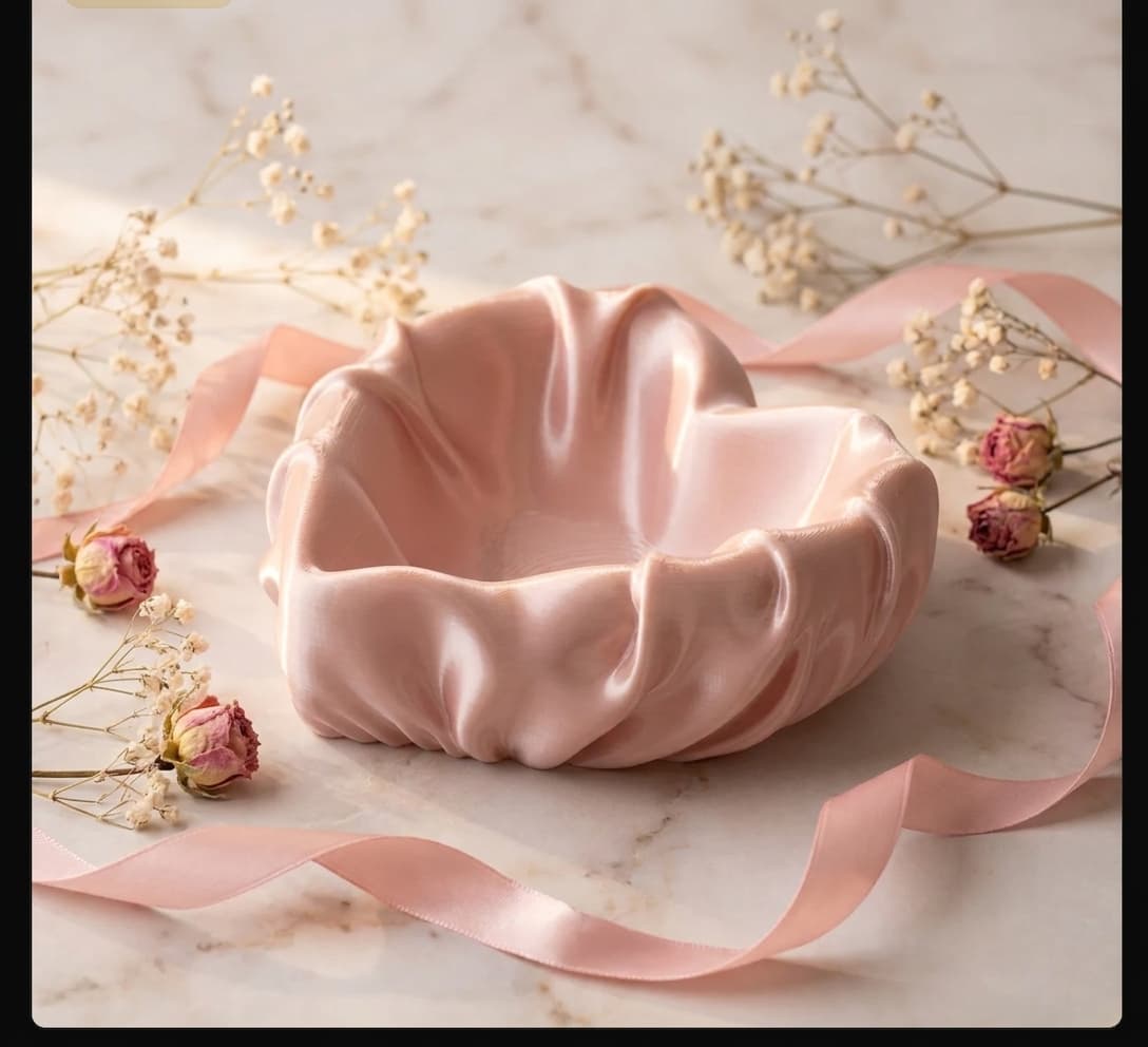 Pearl Pink Heart Jewelry Box - 3D Printed Storage